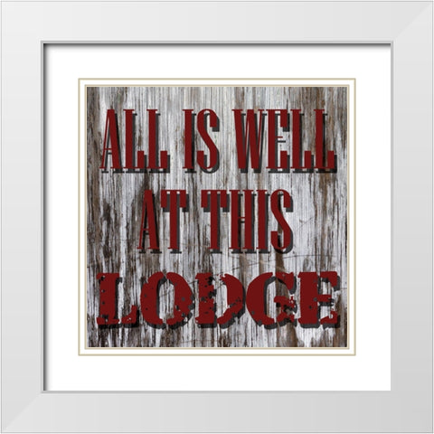 At This Lodge White Modern Wood Framed Art Print with Double Matting by Lewis, Sheldon