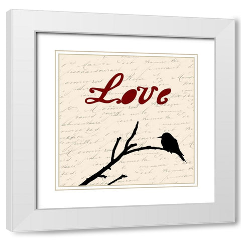 Love White Modern Wood Framed Art Print with Double Matting by Lewis, Sheldon