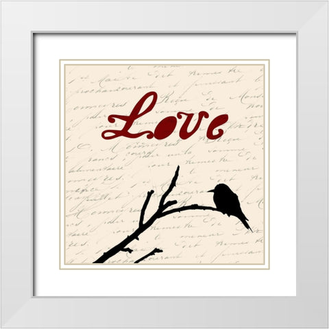 Love White Modern Wood Framed Art Print with Double Matting by Lewis, Sheldon