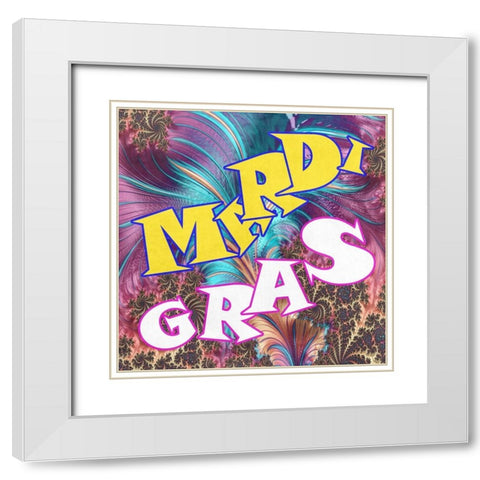 Mardi Gras White Modern Wood Framed Art Print with Double Matting by Lewis, Sheldon