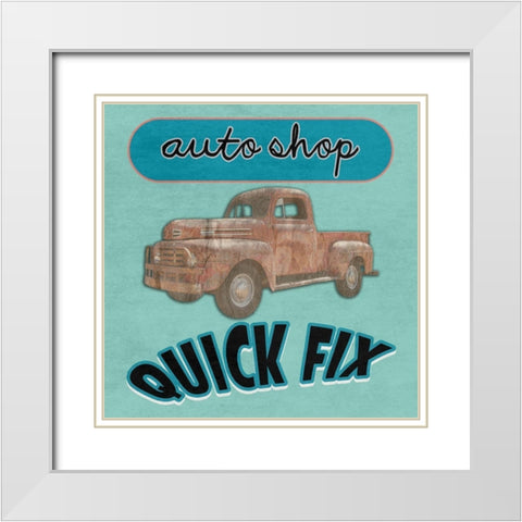 Auto Shop White Modern Wood Framed Art Print with Double Matting by Lewis, Sheldon