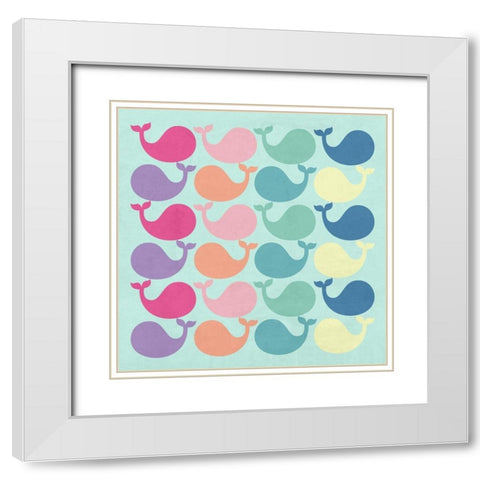 Whale Gathering White Modern Wood Framed Art Print with Double Matting by Lewis, Sheldon