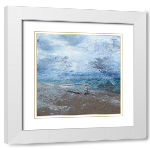 Row Boat At The Coast White Modern Wood Framed Art Print with Double Matting by Lewis, Sheldon
