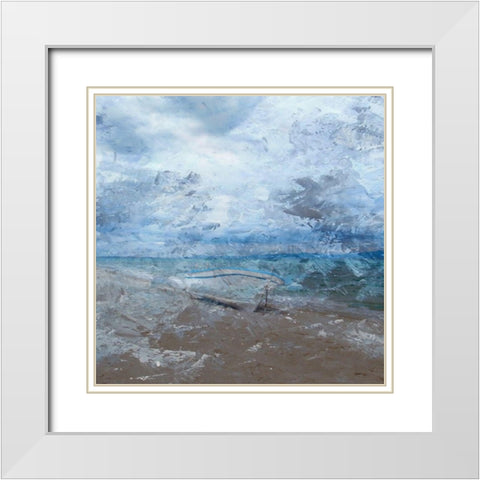 Row Boat At The Coast White Modern Wood Framed Art Print with Double Matting by Lewis, Sheldon