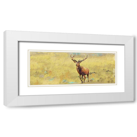 Beau Stag White Modern Wood Framed Art Print with Double Matting by Butcher, Sarah
