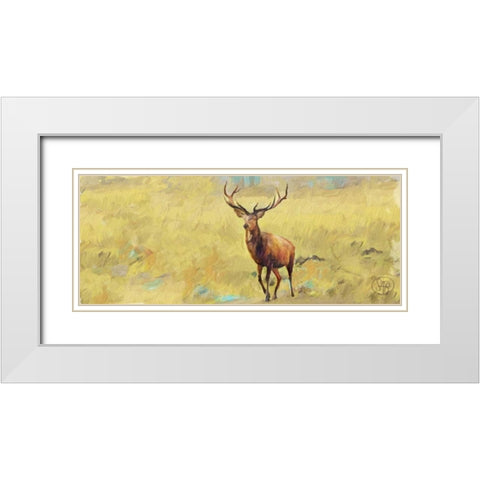 Beau Stag White Modern Wood Framed Art Print with Double Matting by Butcher, Sarah