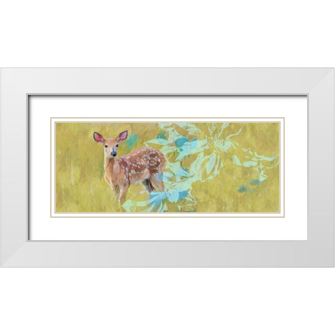 Doe With Magnolia White Modern Wood Framed Art Print with Double Matting by Butcher, Sarah