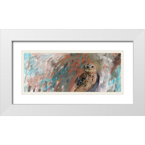 Owl Panel White Modern Wood Framed Art Print with Double Matting by Butcher, Sarah