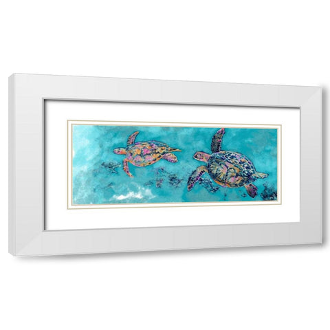 Turtles Together White Modern Wood Framed Art Print with Double Matting by Butcher, Sarah