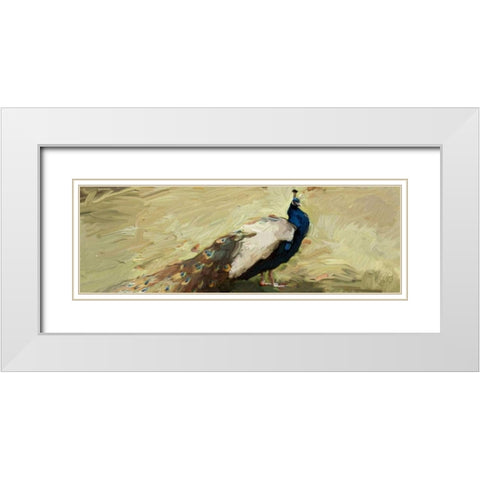 Peacock Panel 1 White Modern Wood Framed Art Print with Double Matting by Butcher, Sarah