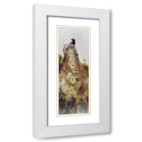 Peacock Panel 2 White Modern Wood Framed Art Print with Double Matting by Butcher, Sarah