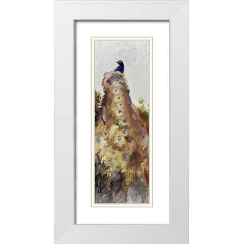 Peacock Panel 2 White Modern Wood Framed Art Print with Double Matting by Butcher, Sarah