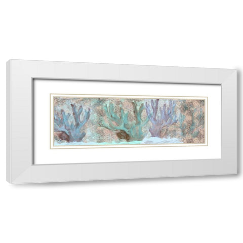 Three Coral White Modern Wood Framed Art Print with Double Matting by Butcher, Sarah