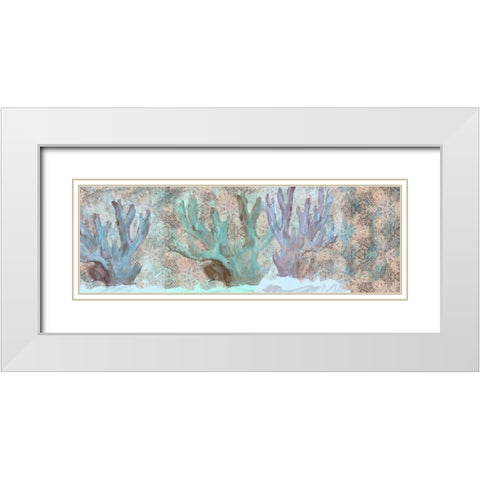 Three Coral White Modern Wood Framed Art Print with Double Matting by Butcher, Sarah
