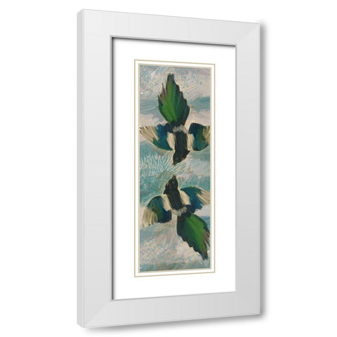 Birds Green Blue White Modern Wood Framed Art Print with Double Matting by Butcher, Sarah