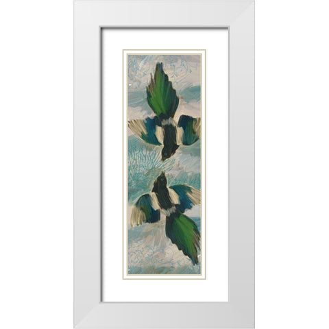 Birds Green Blue White Modern Wood Framed Art Print with Double Matting by Butcher, Sarah