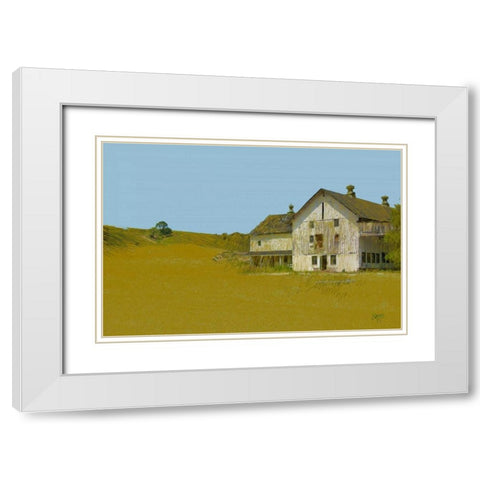 Barn With Blue Sky White Modern Wood Framed Art Print with Double Matting by Butcher, Sarah