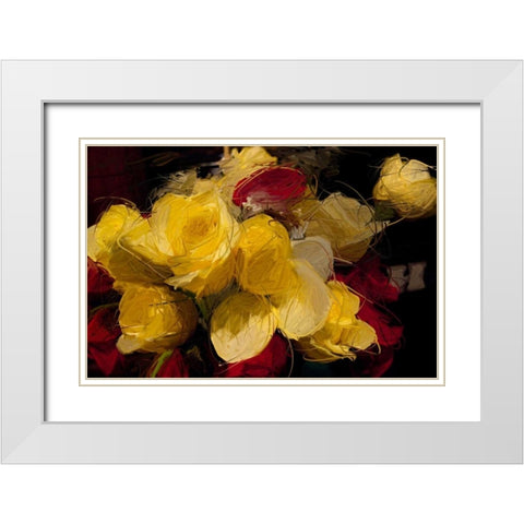 Roses 4 White Modern Wood Framed Art Print with Double Matting by Butcher, Sarah
