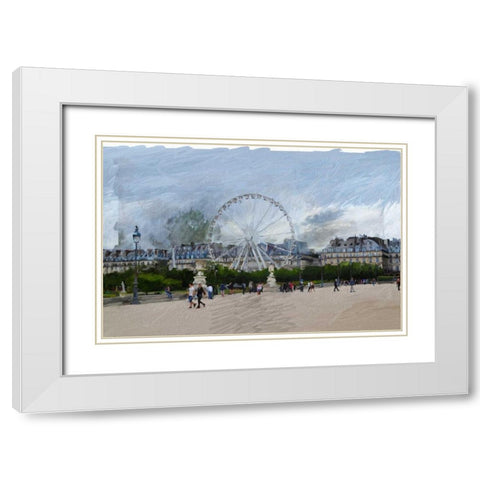 Paris Louvre Ferris Wheel White Modern Wood Framed Art Print with Double Matting by Butcher, Sarah