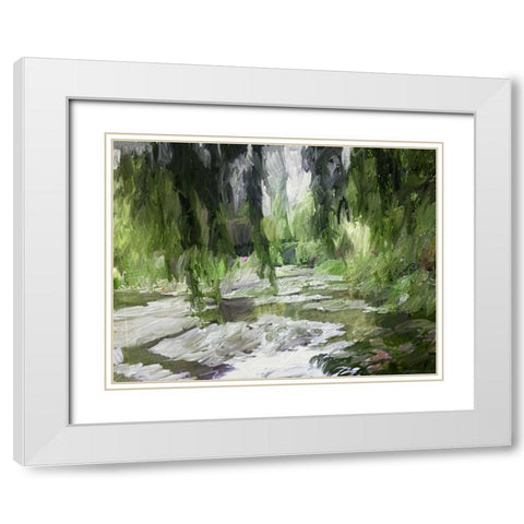 Monets Tranquil Gardens White Modern Wood Framed Art Print with Double Matting by Butcher, Sarah