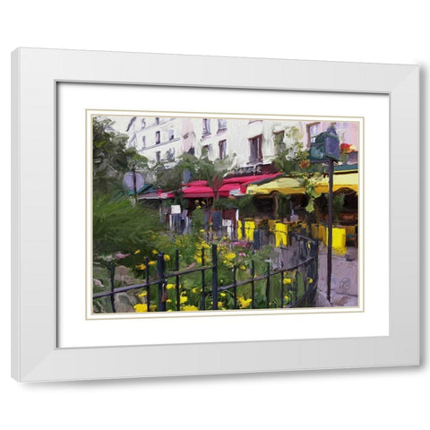 Place Du Petitpont White Modern Wood Framed Art Print with Double Matting by Butcher, Sarah