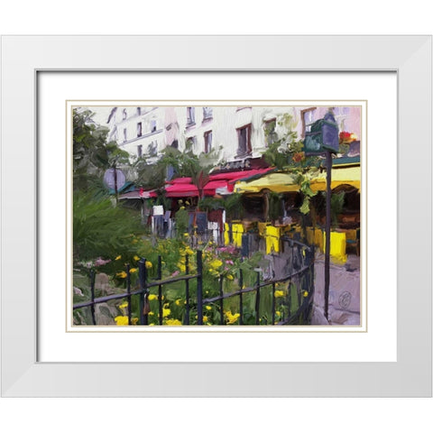 Place Du Petitpont White Modern Wood Framed Art Print with Double Matting by Butcher, Sarah
