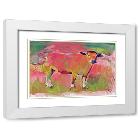 Pink Calf 2 White Modern Wood Framed Art Print with Double Matting by Butcher, Sarah