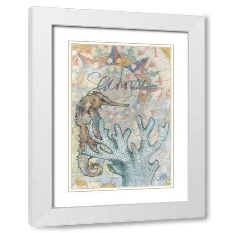 Seahorse White Modern Wood Framed Art Print with Double Matting by Butcher, Sarah