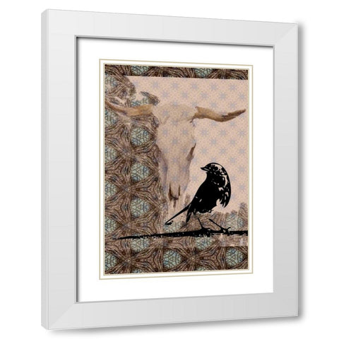 Skull Bird White Modern Wood Framed Art Print with Double Matting by Butcher, Sarah
