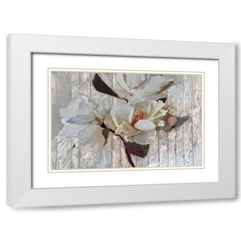 Magnolia1 White Modern Wood Framed Art Print with Double Matting by Butcher, Sarah