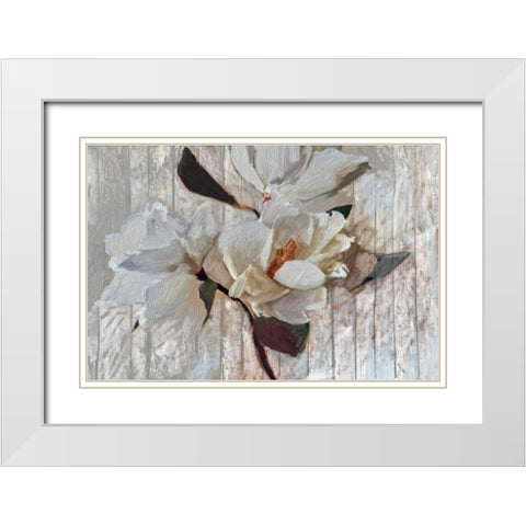 Magnolia1 White Modern Wood Framed Art Print with Double Matting by Butcher, Sarah