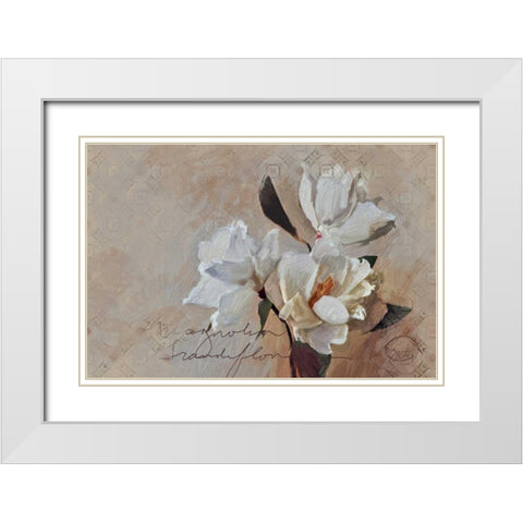 Magnolia Grandi Flora Lighter White Modern Wood Framed Art Print with Double Matting by Butcher, Sarah