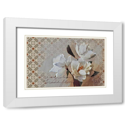 Magnolia Grandi Flora White Modern Wood Framed Art Print with Double Matting by Butcher, Sarah
