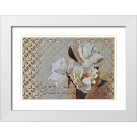 Magnolia Grandi Flora White Modern Wood Framed Art Print with Double Matting by Butcher, Sarah
