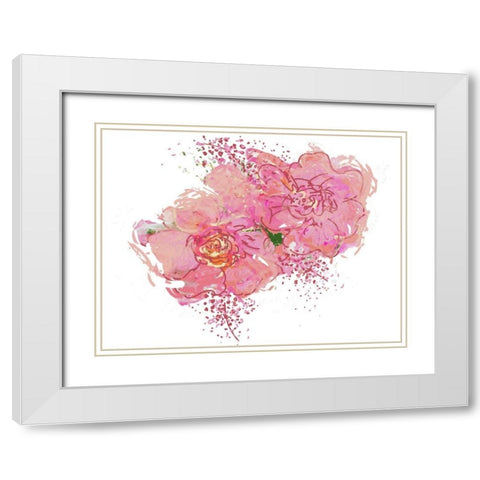 Pink Peonies White Modern Wood Framed Art Print with Double Matting by Butcher, Sarah