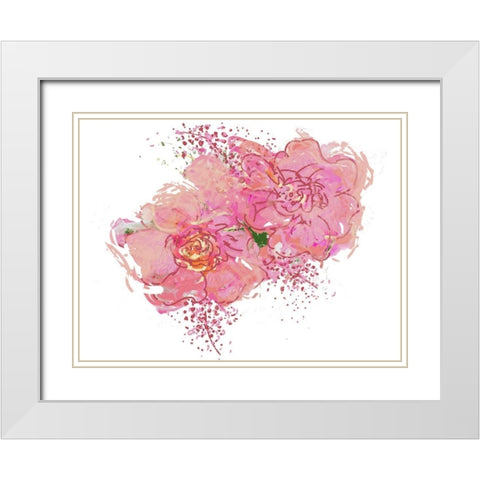 Pink Peonies White Modern Wood Framed Art Print with Double Matting by Butcher, Sarah