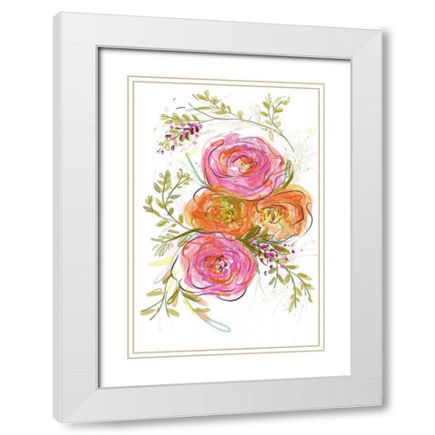 Peonies White Modern Wood Framed Art Print with Double Matting by Butcher, Sarah
