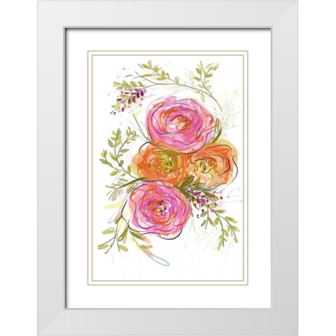 Peonies White Modern Wood Framed Art Print with Double Matting by Butcher, Sarah
