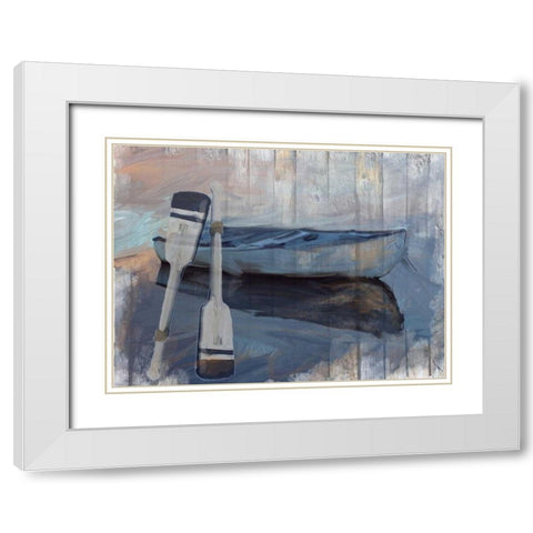 Solo Boat White Modern Wood Framed Art Print with Double Matting by Butcher, Sarah