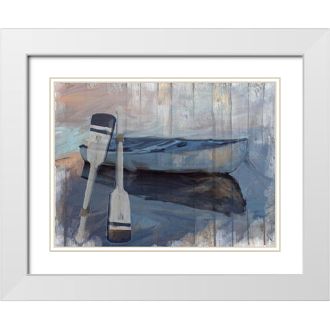 Solo Boat White Modern Wood Framed Art Print with Double Matting by Butcher, Sarah
