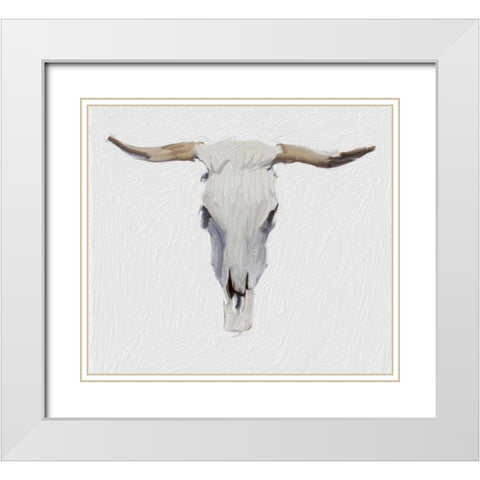 Alabaster Cow Skull White Modern Wood Framed Art Print with Double Matting by Butcher, Sarah