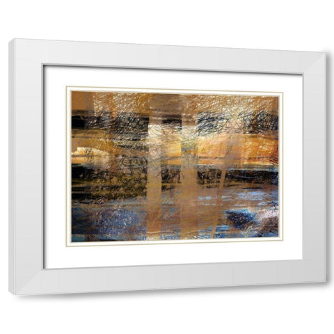 Golden Rain White Modern Wood Framed Art Print with Double Matting by Butcher, Sarah