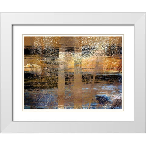 Golden Rain White Modern Wood Framed Art Print with Double Matting by Butcher, Sarah