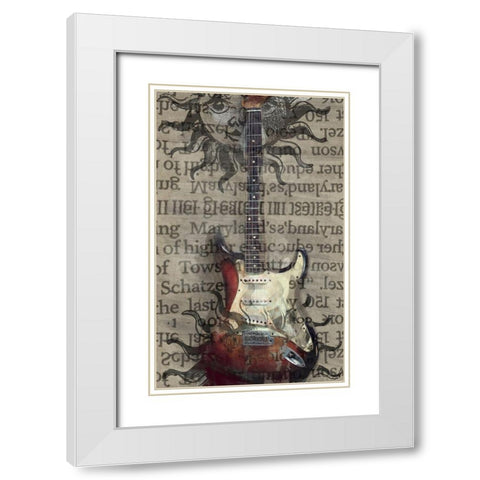 Elecric Guitar White Modern Wood Framed Art Print with Double Matting by Butcher, Sarah