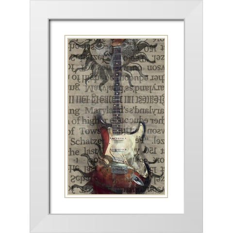 Elecric Guitar White Modern Wood Framed Art Print with Double Matting by Butcher, Sarah