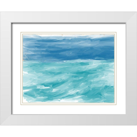 Turquoise Sea White Modern Wood Framed Art Print with Double Matting by Butcher, Sarah