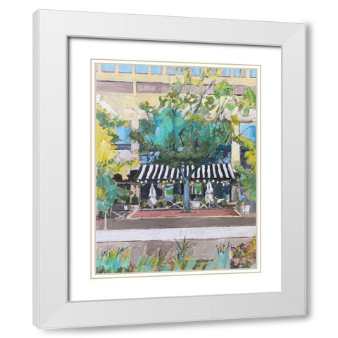 City Cafe White Modern Wood Framed Art Print with Double Matting by Butcher, Sarah