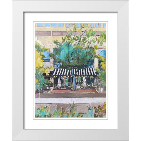City Cafe White Modern Wood Framed Art Print with Double Matting by Butcher, Sarah