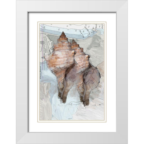 Geo Shell 1 White Modern Wood Framed Art Print with Double Matting by Butcher, Sarah