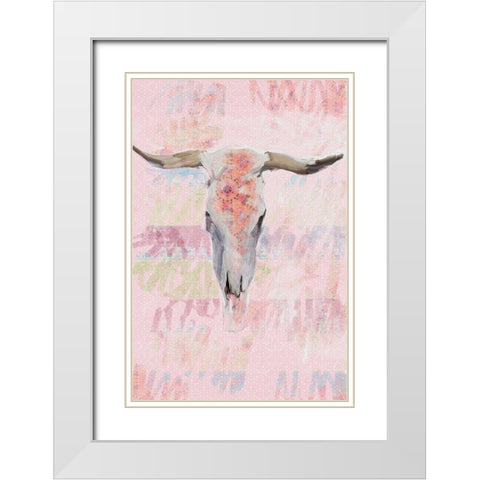 Southwest Cow Skull White Modern Wood Framed Art Print with Double Matting by Butcher, Sarah